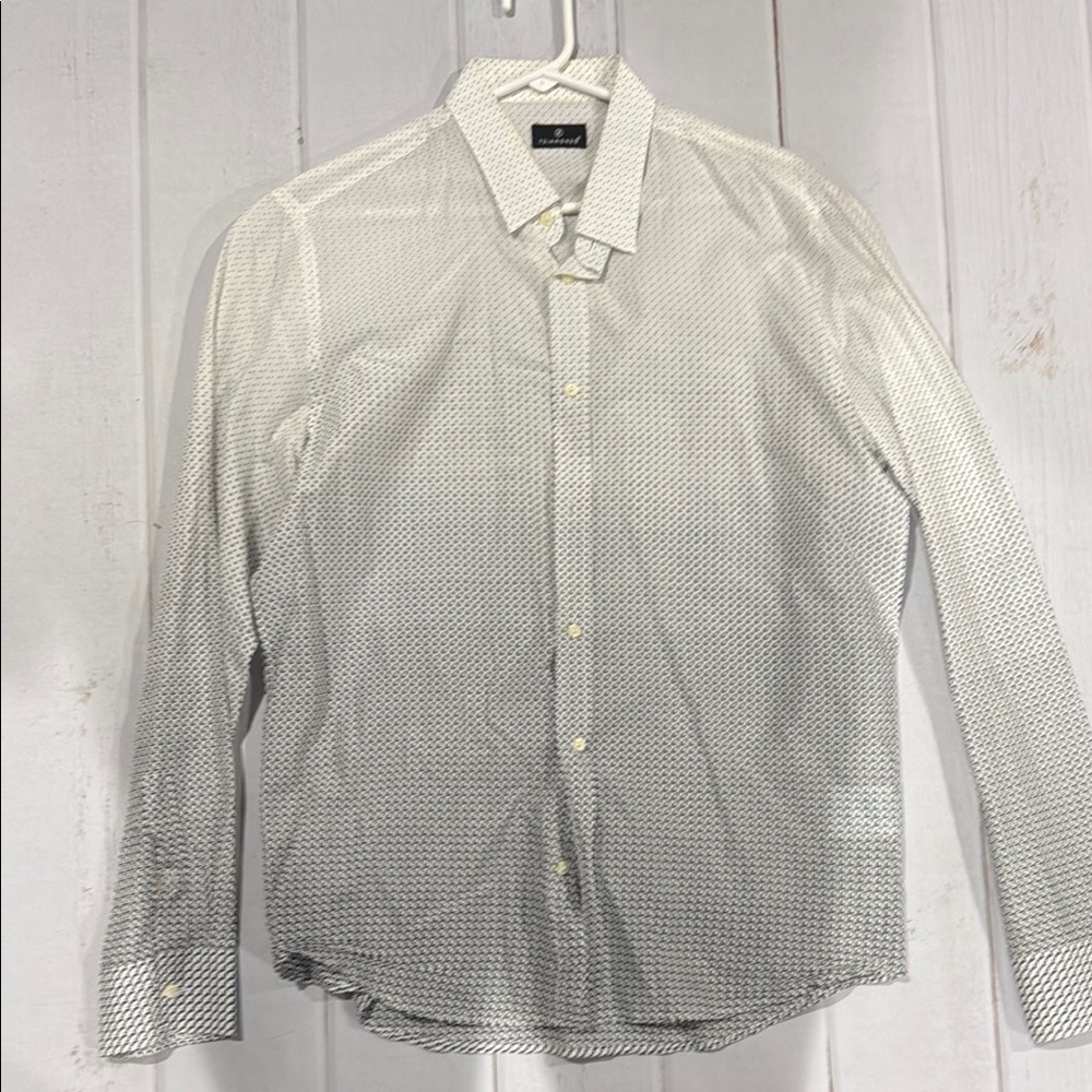 7 Diamonds Men's Black and White Patterned Shirt